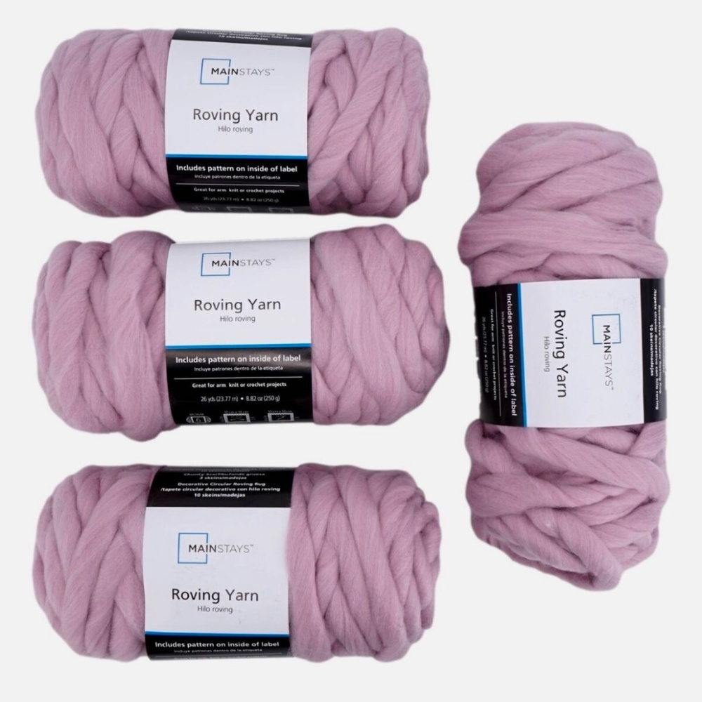 Mainstays Roving Yarn 4 Rolls Mauve Splash